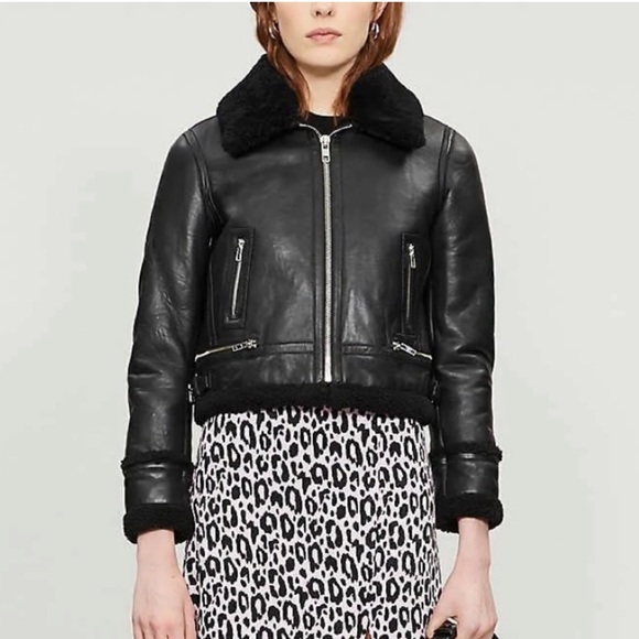 Maje Jackets & Blazers - Maje Leather Shearling Jacket - 36